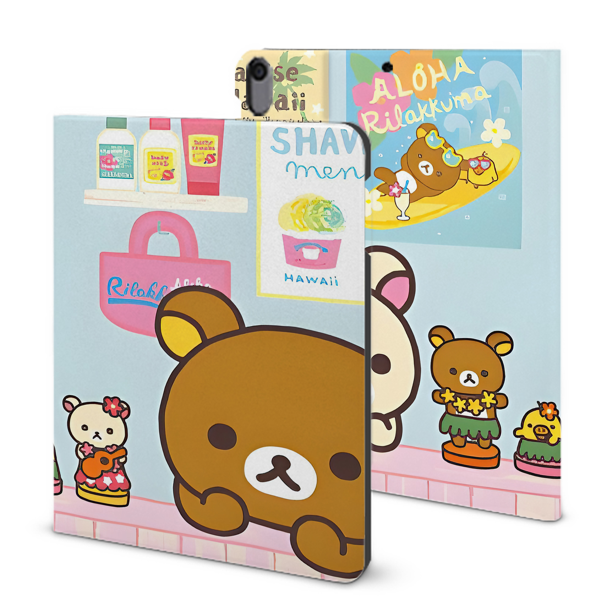 （画像用） リラックマ リラックマ キイロイトリ Rilakkuma Korilakkuma Kiiroitori IPad ケース ブック型 PUレザー TPU 耐衝撃 軽量 薄型 ペン収納なし 全面保護 IPad 各モデル対応